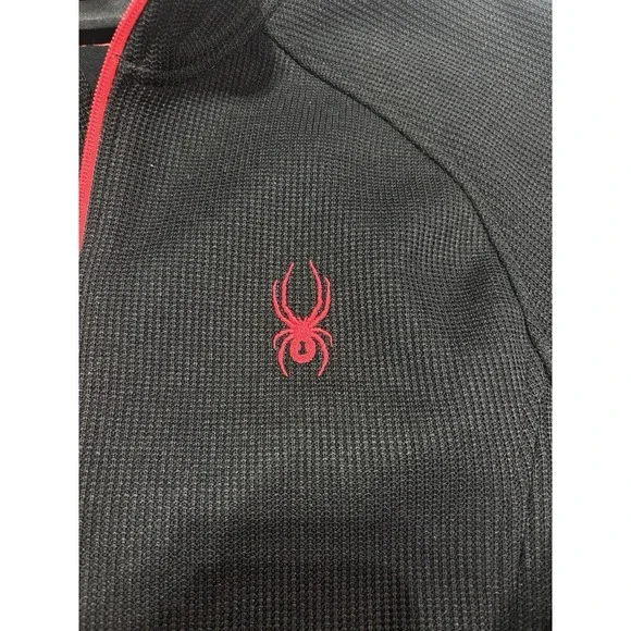 Spyder Full Zip Jacket Mens XL Black Red Fleece Lined Outdoor Warm Logo - Picture 4 of 13